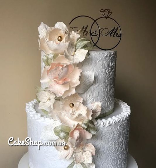 ⋗ Акриловый топпер DZ Обручальные кольца 2 золото купить в Украине ➛ CakeShop.com.ua, фото