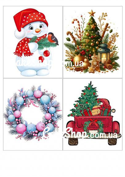 ⋗ Вафельная картинка для печенья Новогодняя 2 купить в Украине ➛ CakeShop.com.ua, фото