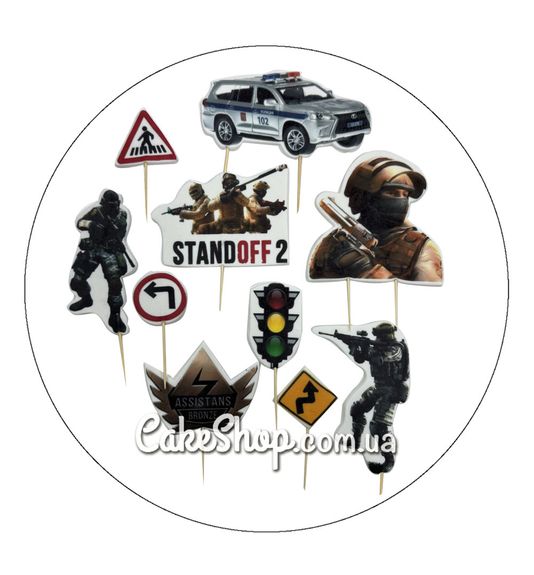 ⋗ Сахарные фигурки топеры MAXI Стендоф с машиной ТМ ДомК купить в Украине ➛ CakeShop.com.ua, фото