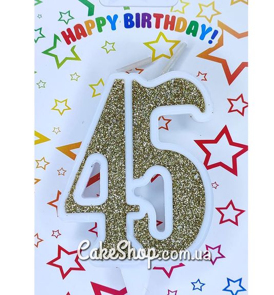 ⋗ Тортовая свеча Юбилейная золото  - 45 купить в Украине ➛ CakeShop.com.ua, фото