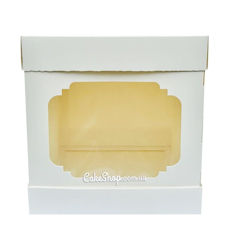 Коробка для торта Белая с окном, 20х20х20 см - фото