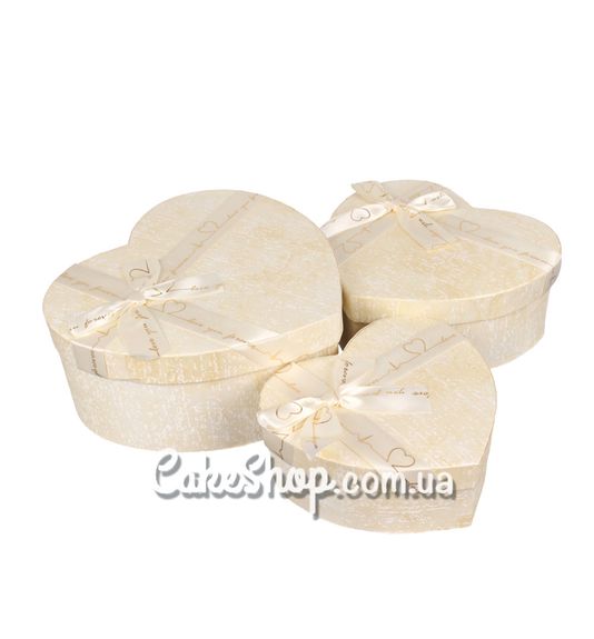 ⋗ Коробка Серце з бантом, 22х20х9 см Молочна  купити в Україні ➛ CakeShop.com.ua, фото