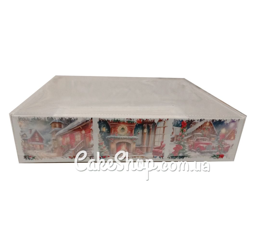 ⋗ Коробка для пряников с прозрачной крышкой Рождественская, 16х16х3,5 см. купить в Украине ➛ CakeShop.com.ua, фото