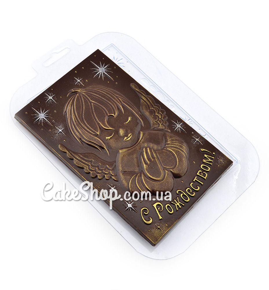 Пластиковая форма для шоколада плитка с Рождеством Ангел - фото