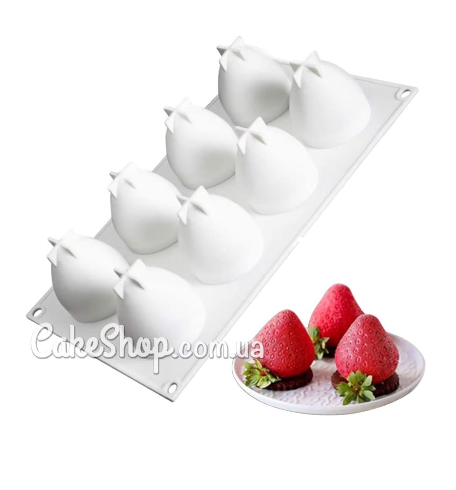 Силиконовая форма для евродесертов Клубника 8 шт - фото