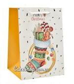 ⋗ Пакет подарунковий паперовий Merry Christmas шкарпетка 32*26*12см купити в Україні ➛ CakeShop.com.ua, фото
