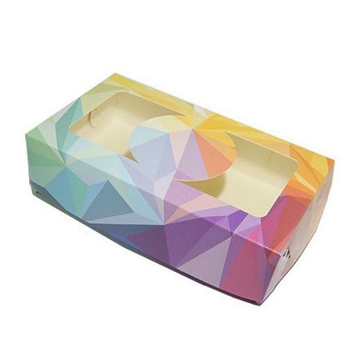 ⋗ Коробка для еклерів, зефіру з вікном Мозаїка, 20х11,5х5 см купити в Україні ➛ CakeShop.com.ua, фото