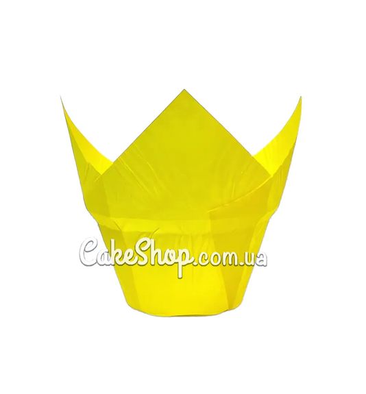⋗ Форма паперова для кексів Тюльпан з бортом жовта, 10 шт купити в Україні ➛ CakeShop.com.ua, фото