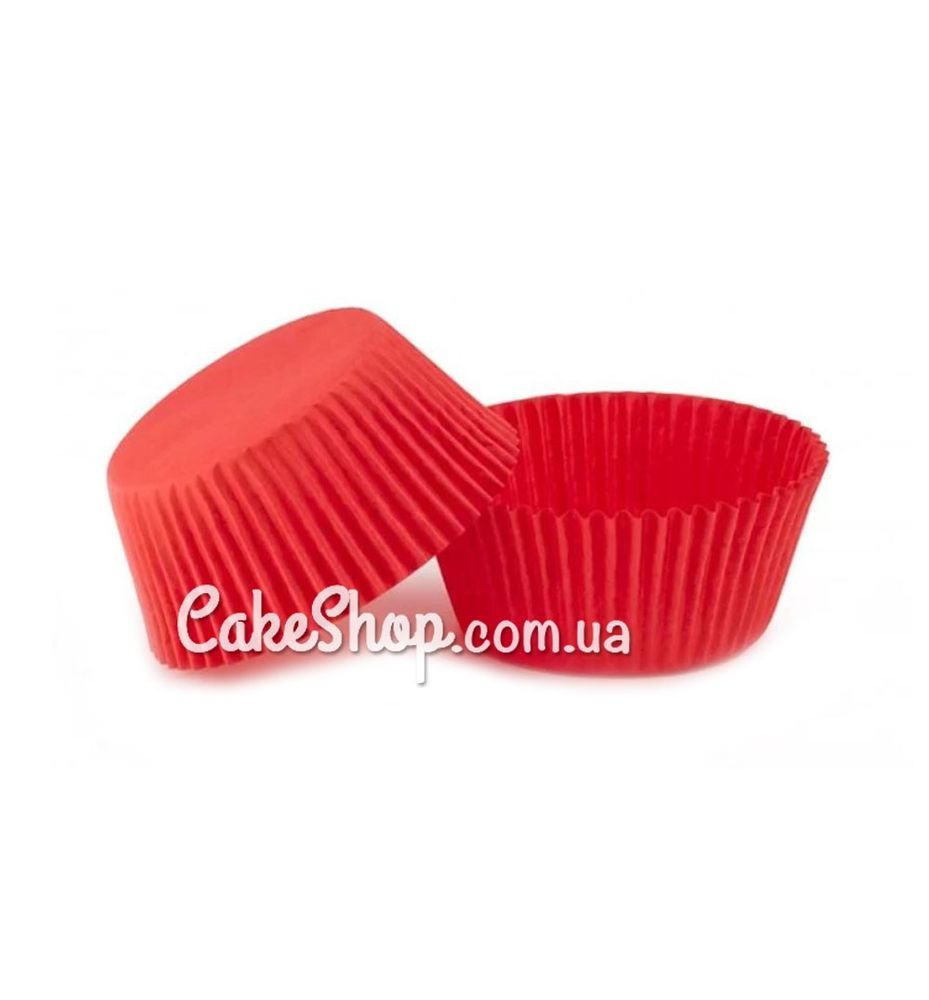 Бумажные формы для кексов Красные 5х3 см, 50 шт - фото