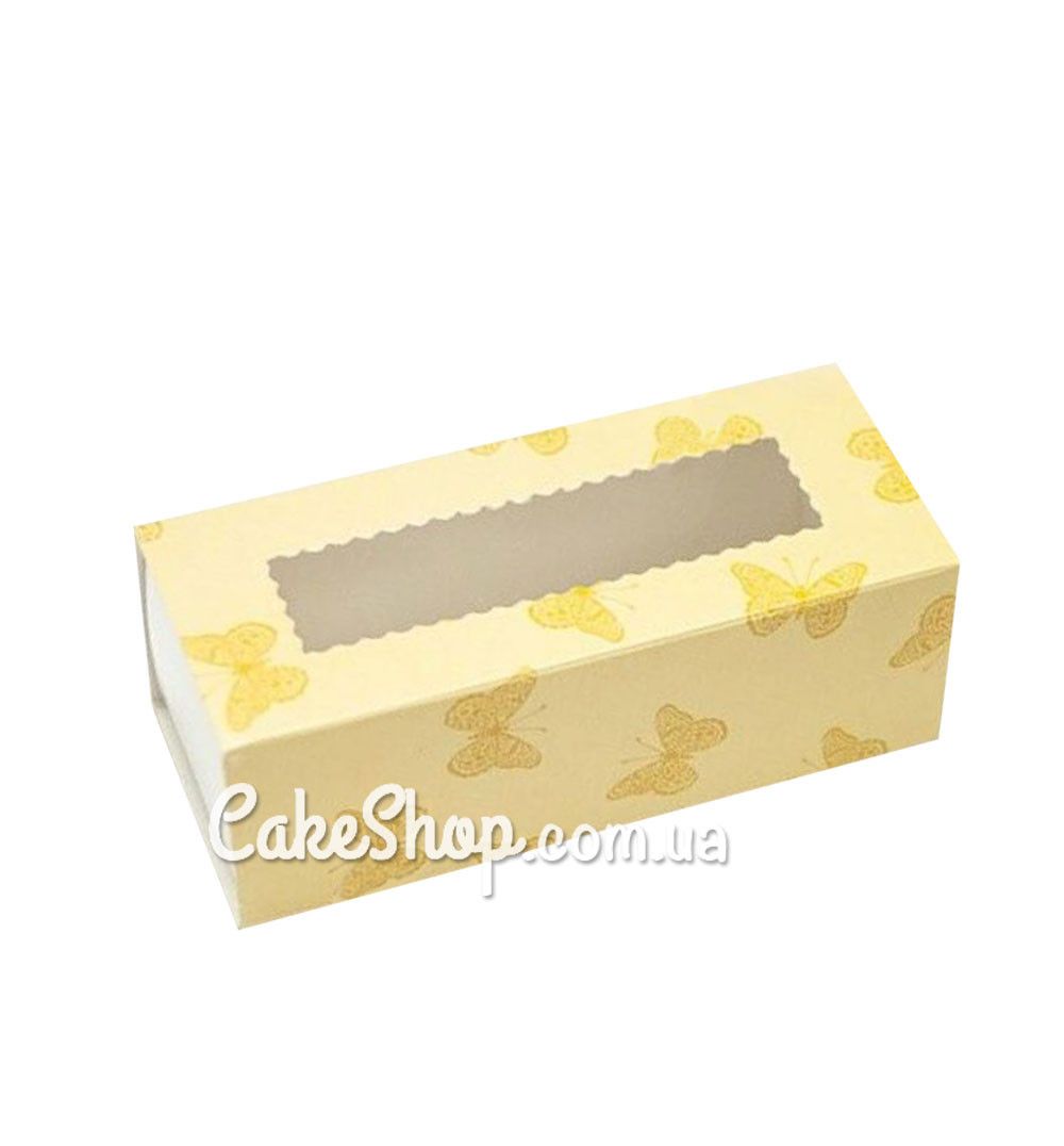 ⋗ Коробка для макаронс, цукерок, безе з прозорим вікном Метелики, 14х5х6 см купити в Україні ➛ CakeShop.com.ua, фото