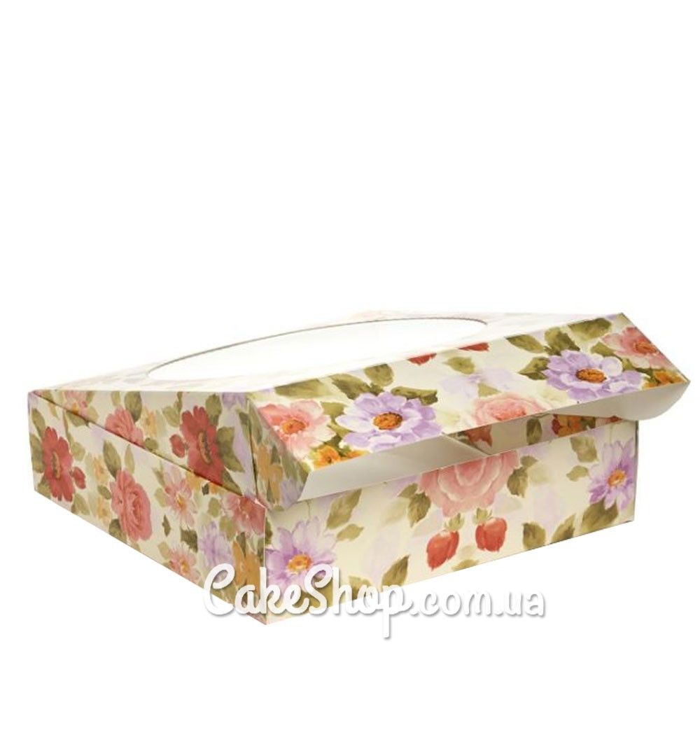 ⋗ Коробка для десертів Квіти, 20х20х5 см купити в Україні ➛ CakeShop.com.ua, фото