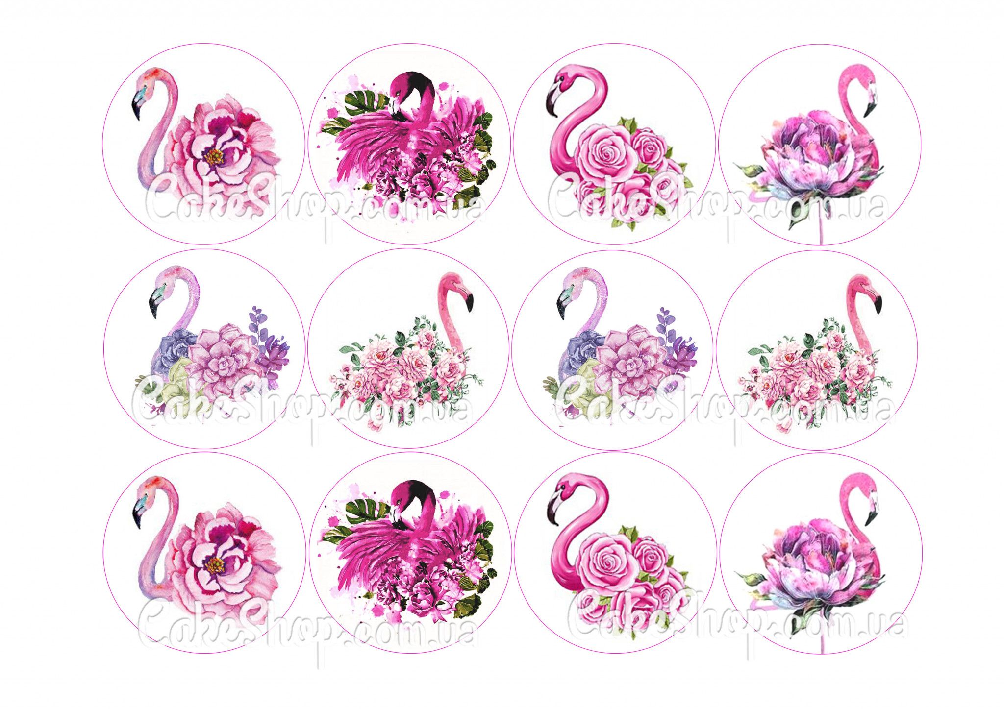 ⋗ Вафельная картинка Фламинго 7 купить в Украине ➛ CakeShop.com.ua, фото