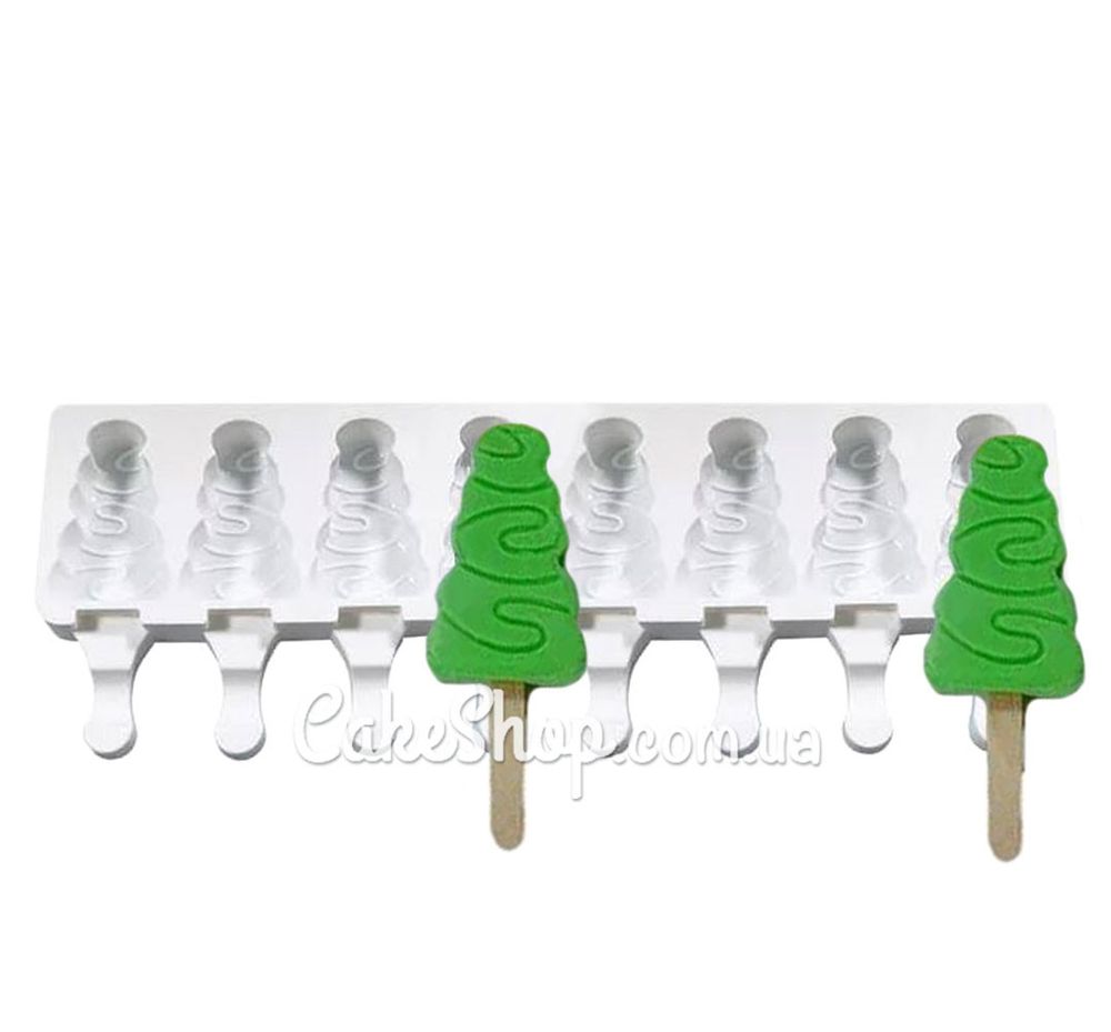 Силиконовая форма для евродесертов Мороженое Елка мини 8 шт - фото
