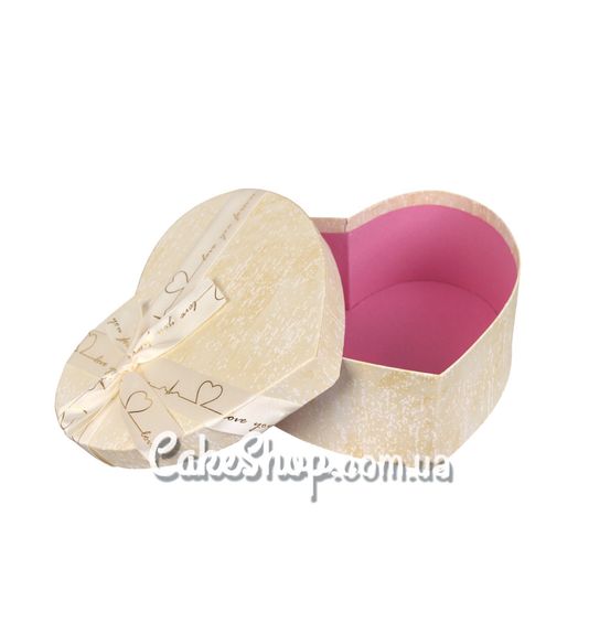 ⋗ Коробка Серце з бантом, 16х14х6 см Молочна купити в Україні ➛ CakeShop.com.ua, фото