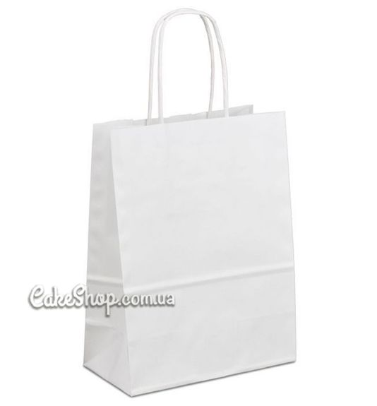 ⋗ Пакет бумажный с кручеными ручками Белый, 22х17х9 см купить в Украине ➛ CakeShop.com.ua, фото