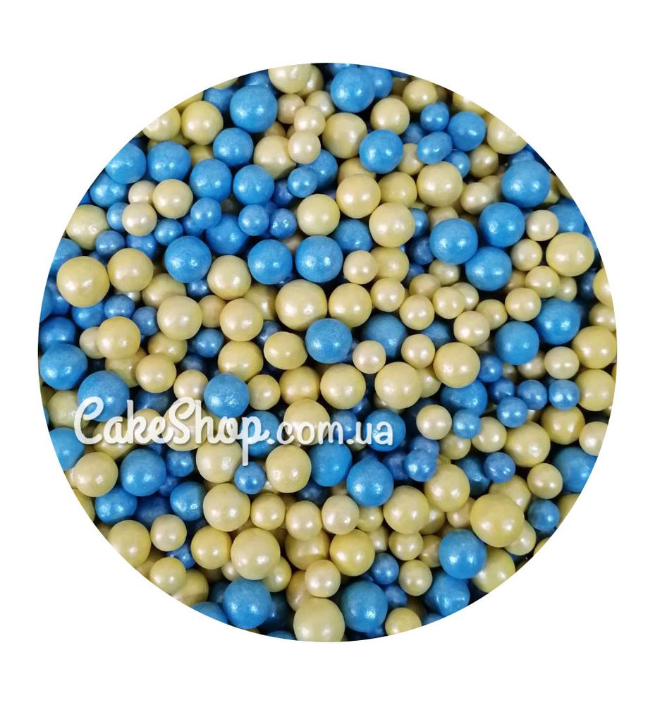 Перлинний мікс Dobryk бусинка жовто-блакитна 5-7 мм, 50 г - фото