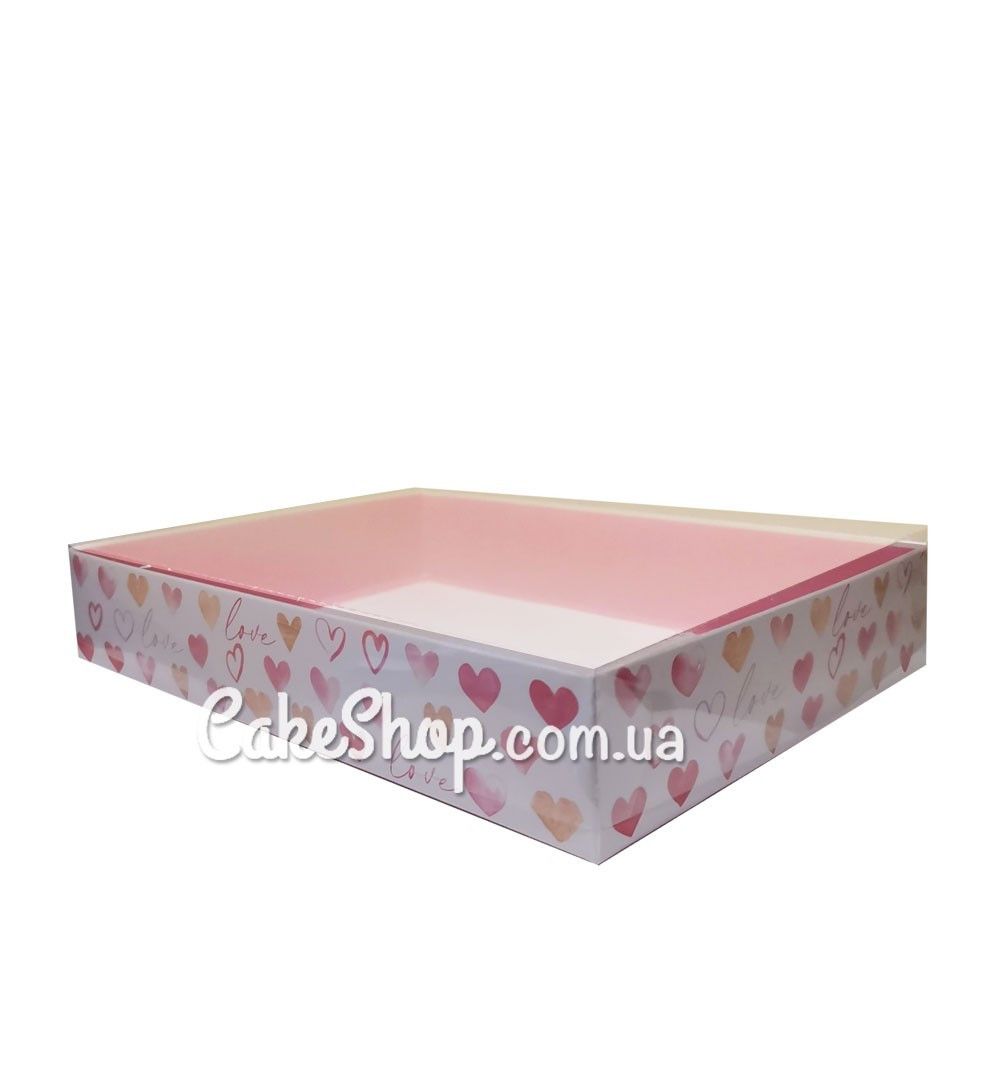 ⋗ Коробка для пряників з прозорою кришкою Love is, 20х15х3,5 см купити в Україні ➛ CakeShop.com.ua, фото