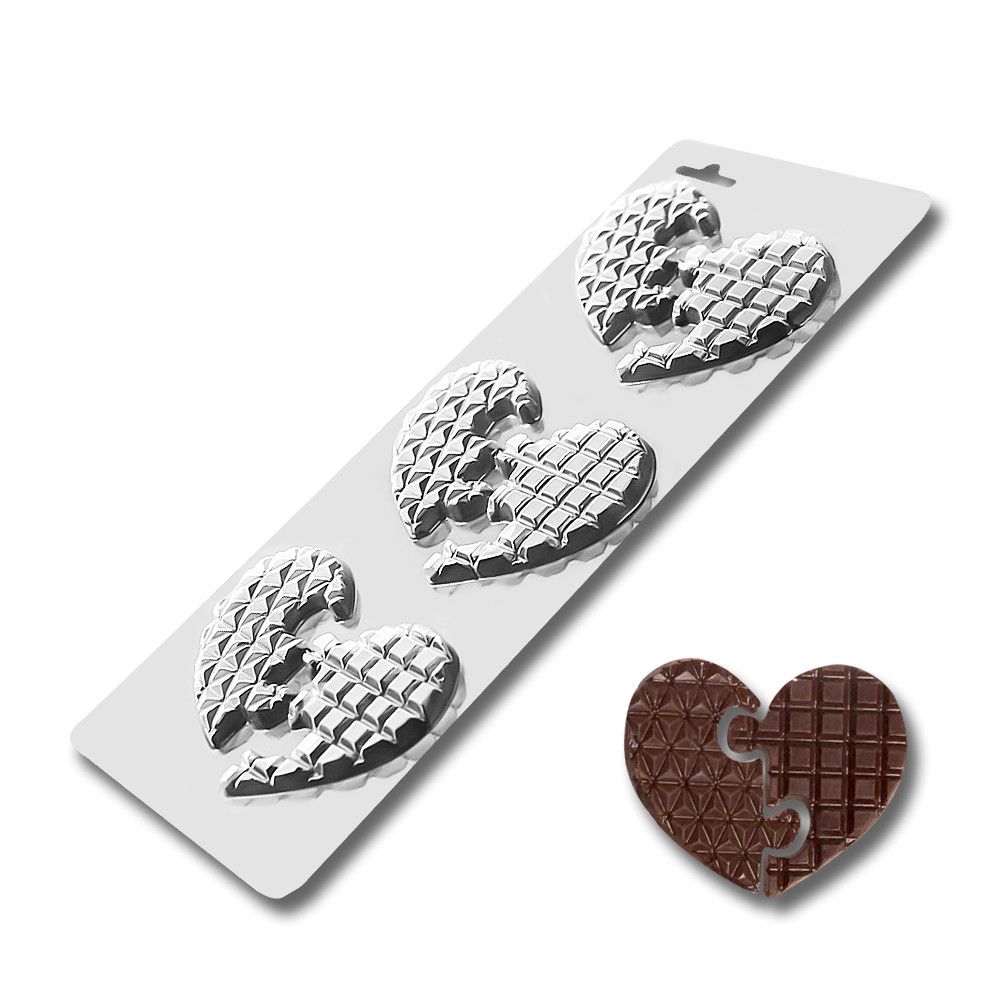 ⋗ Пластикова форма для шоколаду Серце пазл купити в Україні ➛ CakeShop.com.ua, фото