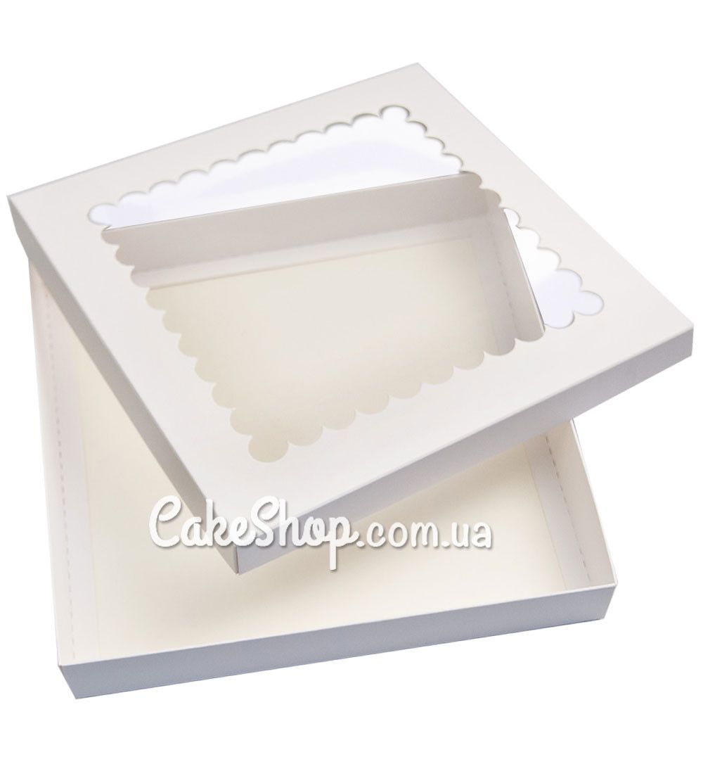 ⋗ Коробка для пряників з ажурним віконцем Біла, 21х21х3 см купити в Україні ➛ CakeShop.com.ua, фото