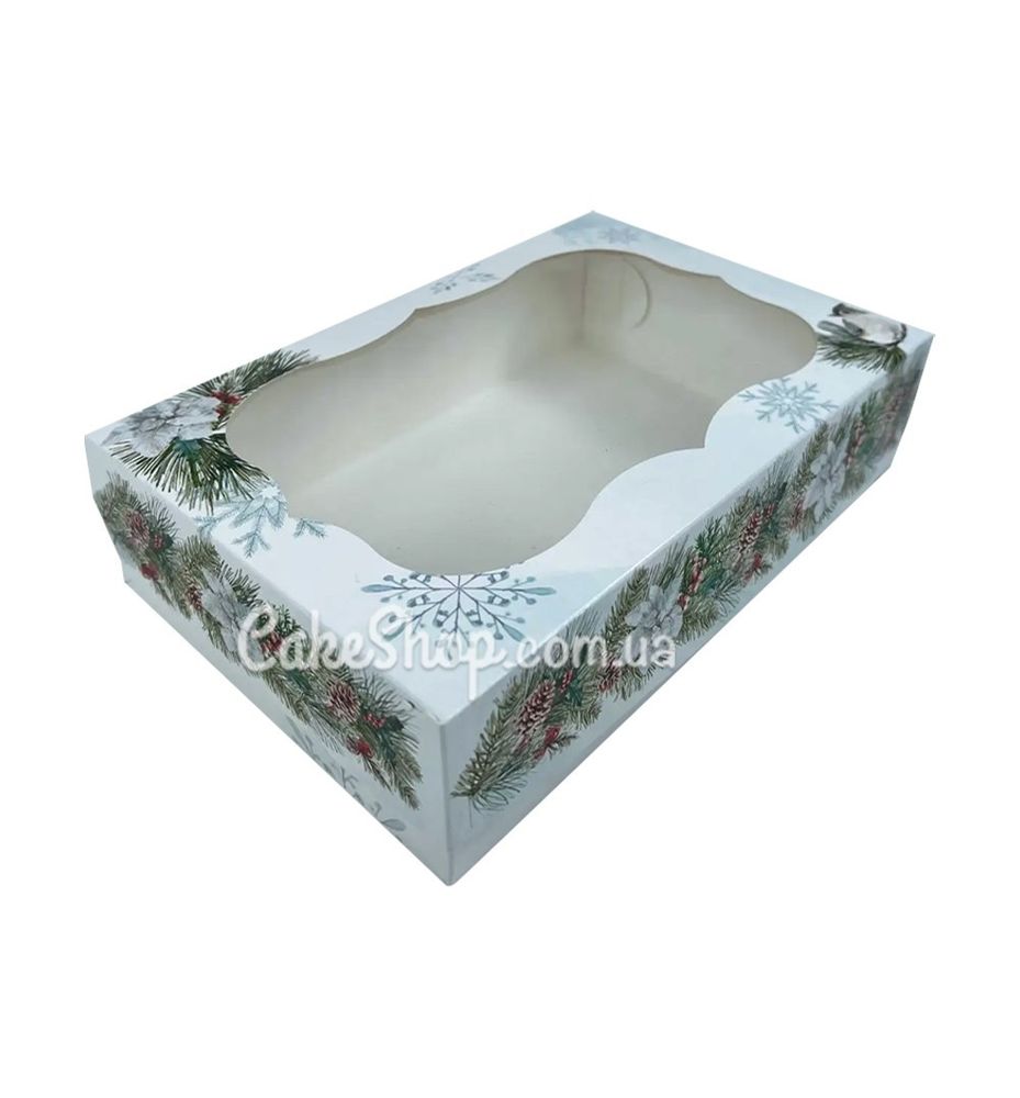 Коробка для эклеров и пирожных с фигурным окном Веточка, 23х15х6 см - фото