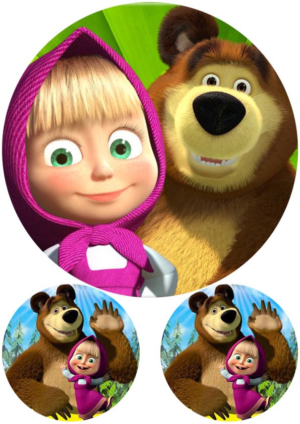 ⋗ Вафельная картинка Маша и Медведь 1 купить в Украине ➛ CakeShop.com.ua, фото