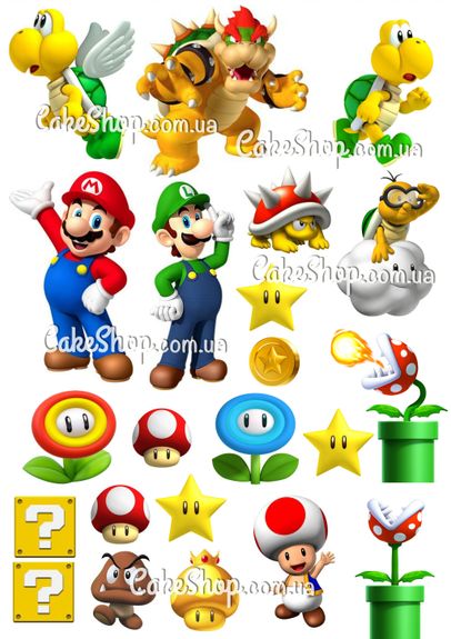 ⋗ Вафельна картинка Супер Маріо 2 купити в Україні ➛ CakeShop.com.ua, фото