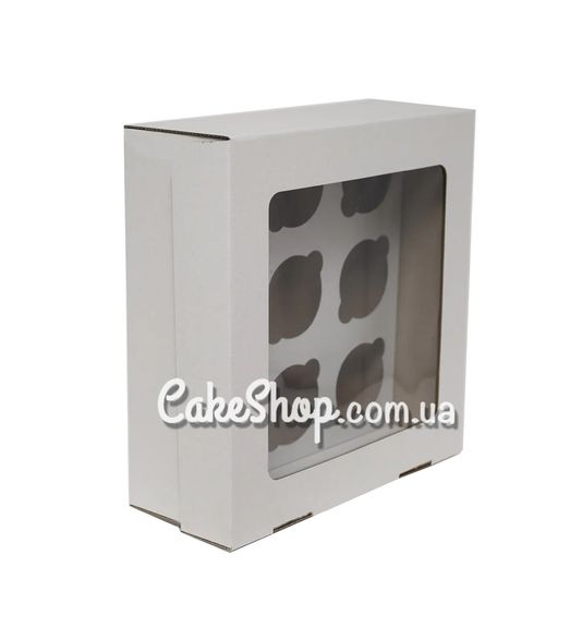 ⋗ Коробка на 9 кексов из гофрокартона с прозрачным окном Белая, 26х26х9 см купить в Украине ➛ CakeShop.com.ua, фото