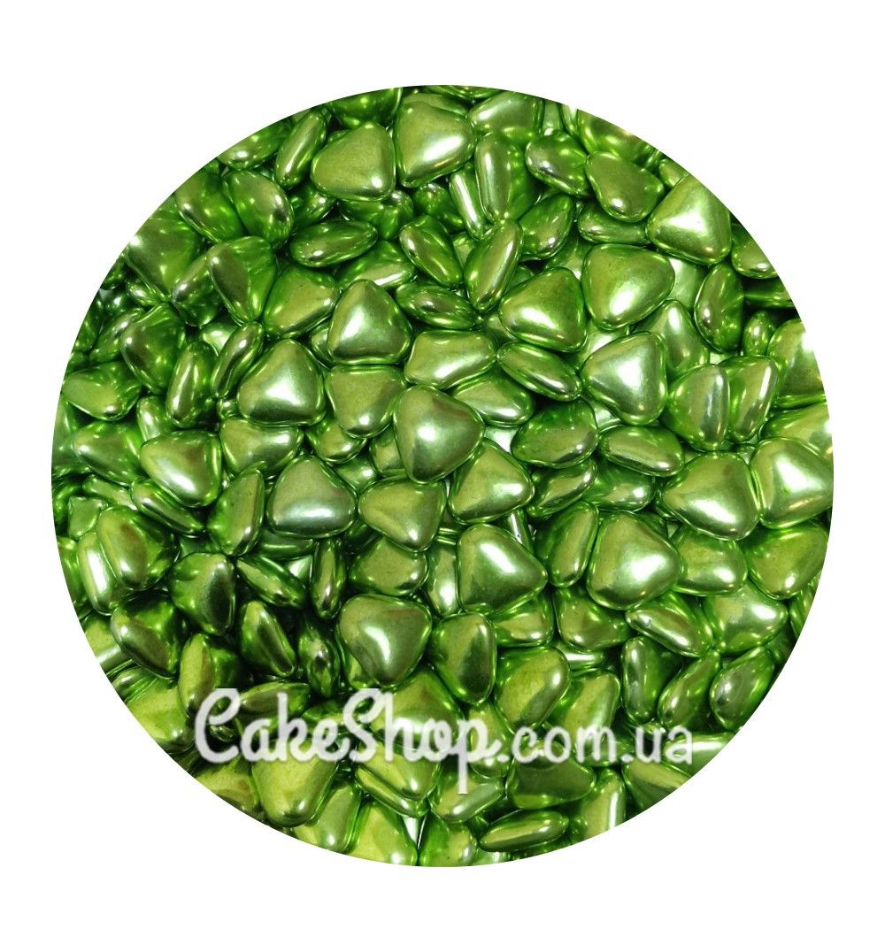 ⋗ Декор Сердца зеленые 1,5 см купить в Украине ➛ CakeShop.com.ua, фото
