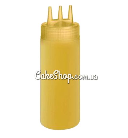 ⋗ Диспенсер для соусов и сиропов с тремя носиками Желтый, 350 мл купить в Украине ➛ CakeShop.com.ua, фото