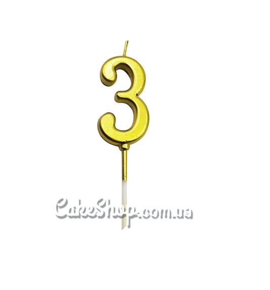 ⋗ Свеча цифра для бенто-торта Золото - 3 купить в Украине ➛ CakeShop.com.ua, фото