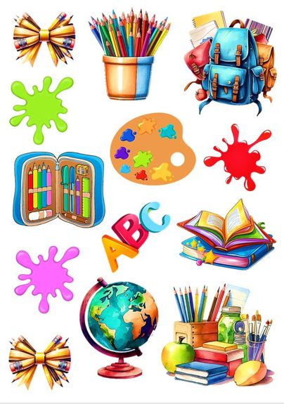 ⋗ Сахарные фигурки топеры MAXI Школьный канцелярия ТМ ДомК купить в Украине ➛ CakeShop.com.ua, фото