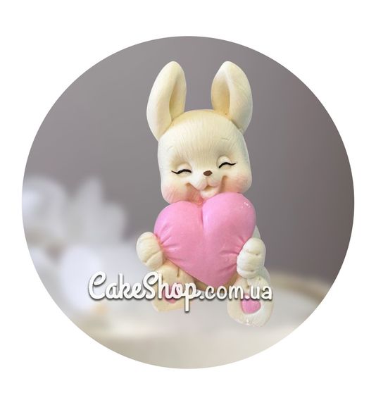 ⋗ Шоколадна фігурка Зайча мрійливе Біло-рожеве ТМ ДімК купити в Україні ➛ CakeShop.com.ua, фото