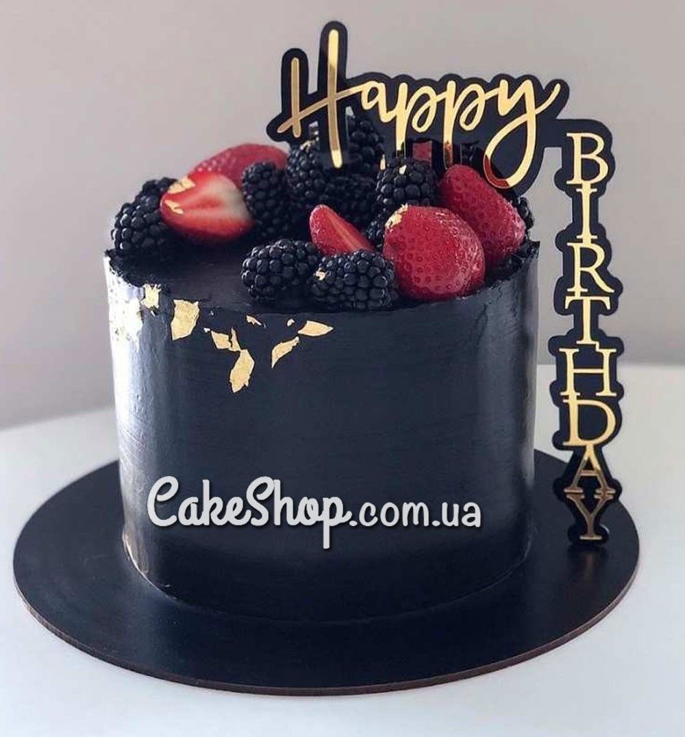 ⋗ Акриловый топпер VA угловой Happy Birthday черный купить в Украине ➛ CakeShop.com.ua, фото