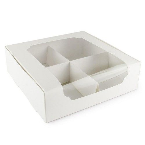 ⋗ Коробка для десертів з вікном 20х20х6, Біла купити в Україні ➛ CakeShop.com.ua, фото
