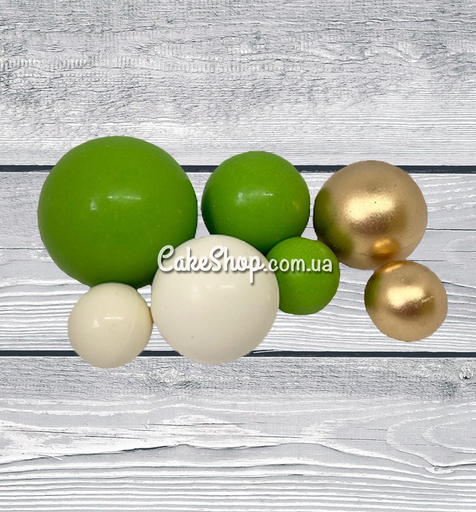 Сфера шоколадная SD Зеленая-белая-золотая - фото