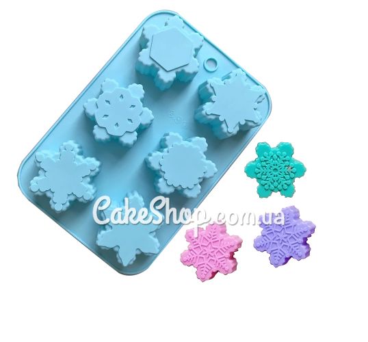 ⋗ Силіконова форма Сніжинки великі, 6 шт купити в Україні ➛ CakeShop.com.ua, фото
