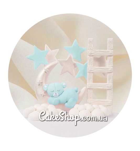 ⋗ Цукрові фігурки Ведмедик на місяці голубий ТМ Іриска купити в Україні ➛ CakeShop.com.ua, фото