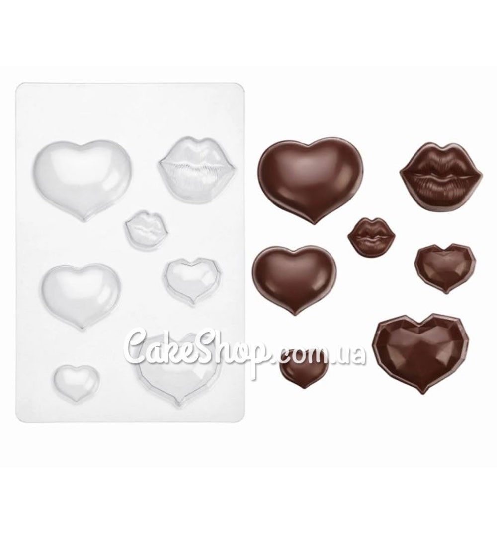 ⋗ Пластиковая форма для шоколада мини-сердечка Ассорти купить в Украине ➛ CakeShop.com.ua, фото