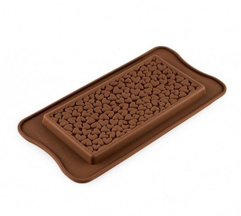 Силиконовая форма Шоколадная плитка Сердечки - фото