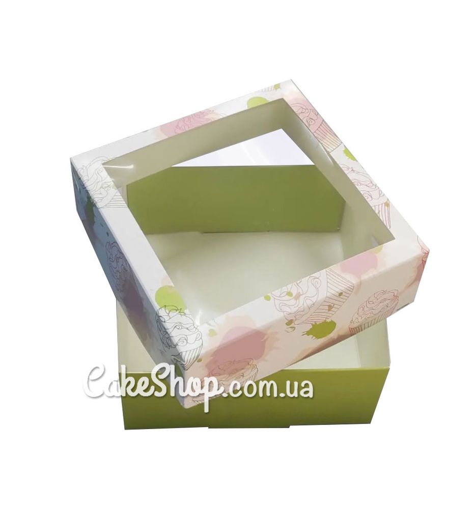 Коробка для десертів з вікном 15х15х7, Кольорова - фото