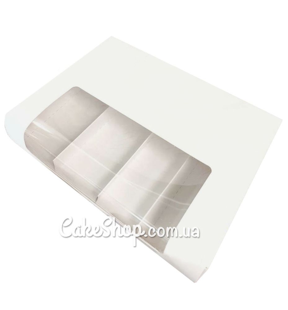 Коробка для еклерів і тістечок Ескімо з вікном Біла, 21х15х5 см - фото