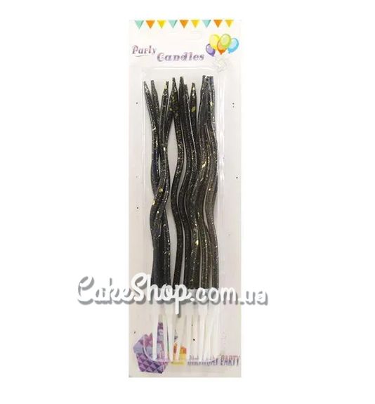 ⋗ Свечи тортовые Коктейльные черные с золотыми каплями, 12 шт купить в Украине ➛ CakeShop.com.ua, фото