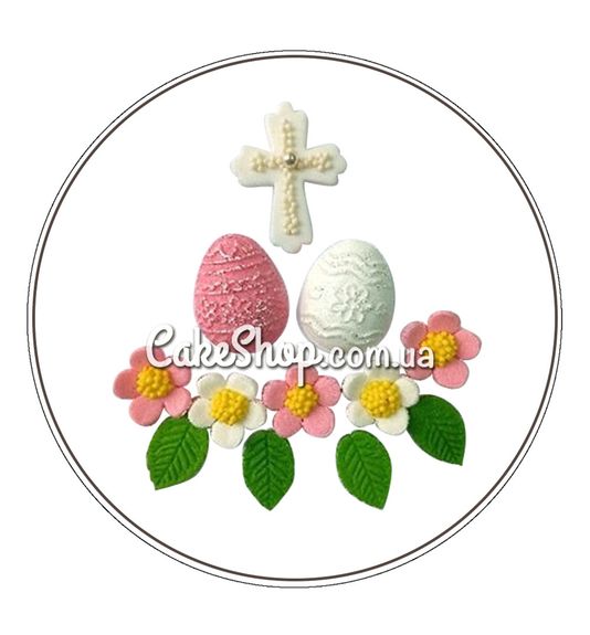 ⋗ Цукрові фігурки Пасхальний №12 з зайчиком-топпером ТМ Іриска купити в Україні ➛ CakeShop.com.ua, фото