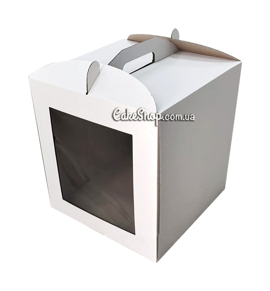 Коробка для торта з вікном Біла, 28х28х30 см - фото
