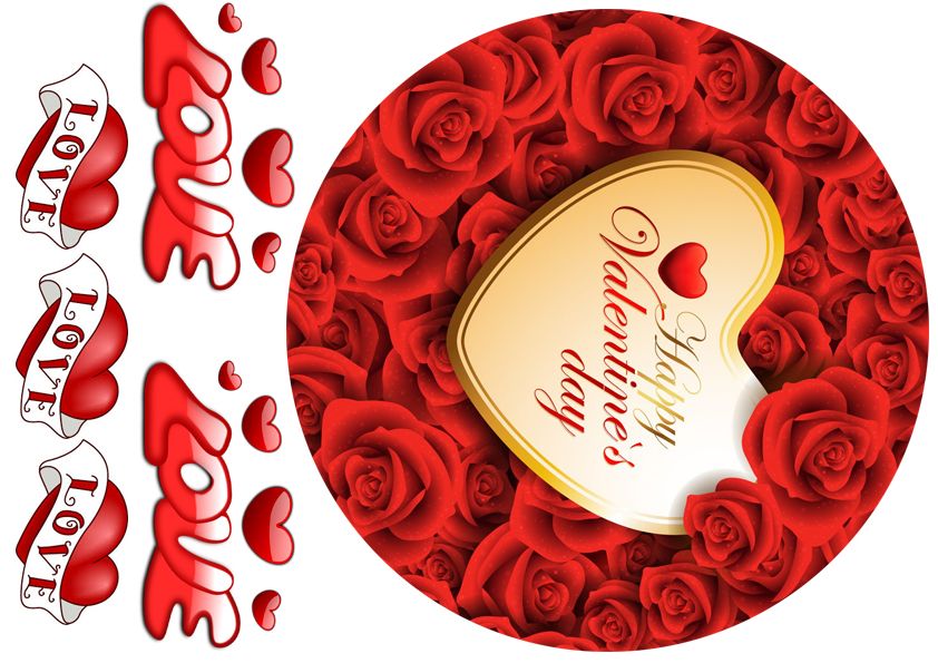 ⋗ Вафельна картинка День Св. Валентина 7 купити в Україні ➛ CakeShop.com.ua, фото