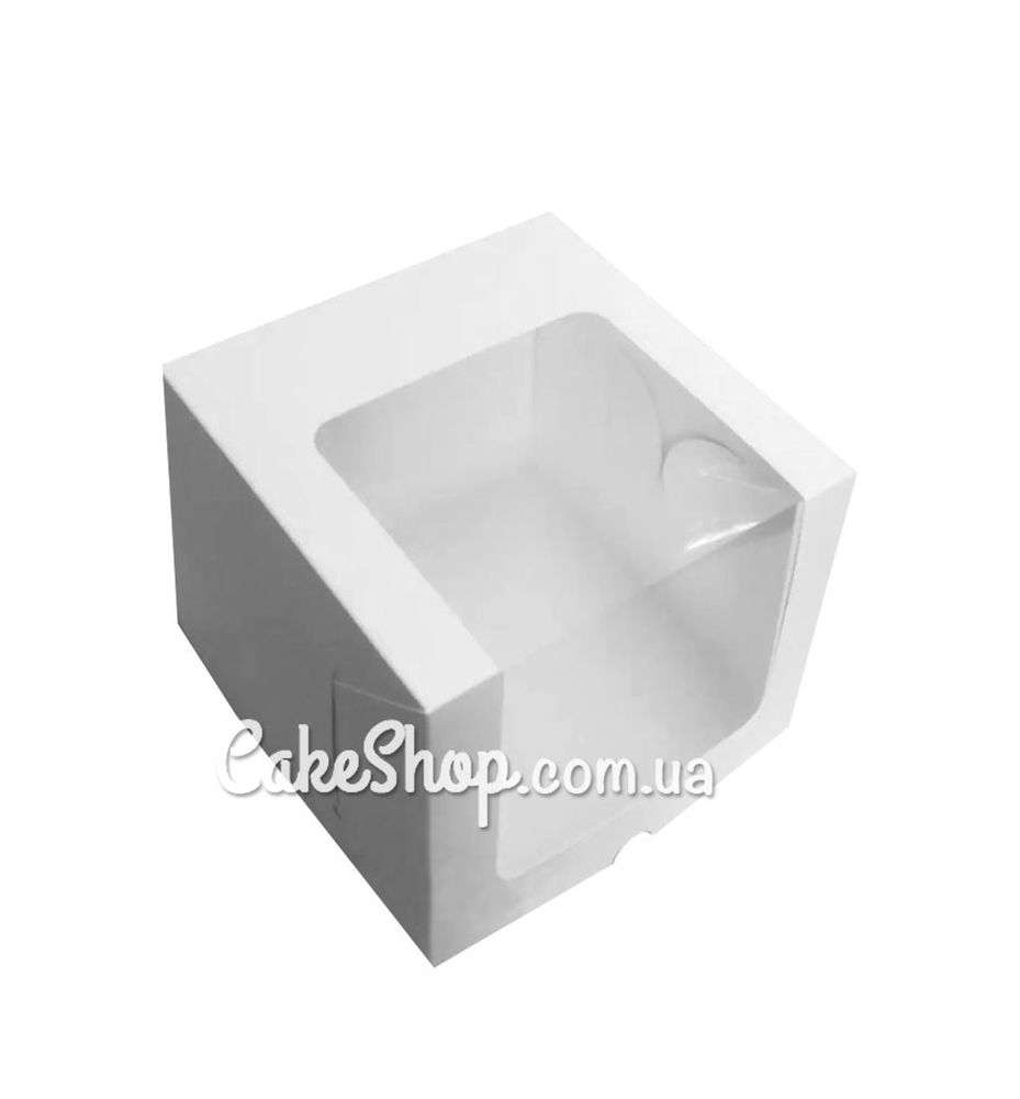 Коробка для торта Біла з вікном, 21х21х18 см - фото