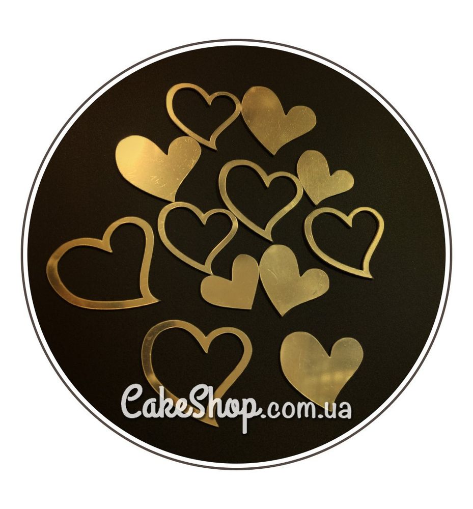Акриловый топпер DZ набор Сердечки фигурные золото - фото