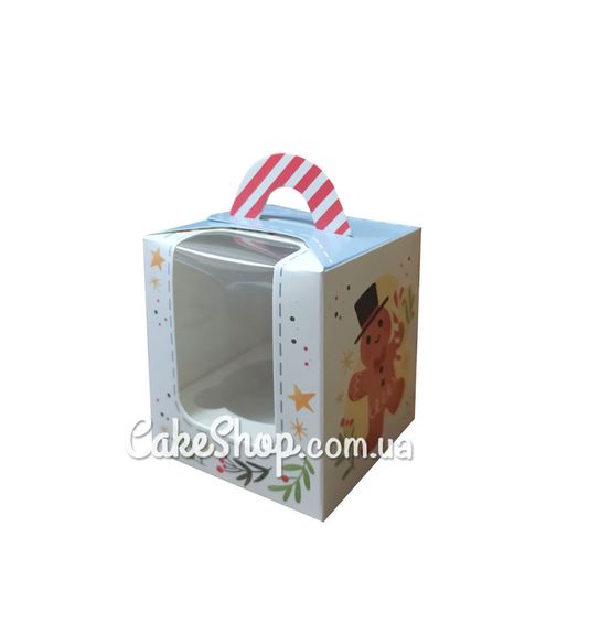 ⋗ Коробка для 1 кекса с ручкой Елки, 8,2х8,2х10см купить в Украине ➛ CakeShop.com.ua, фото