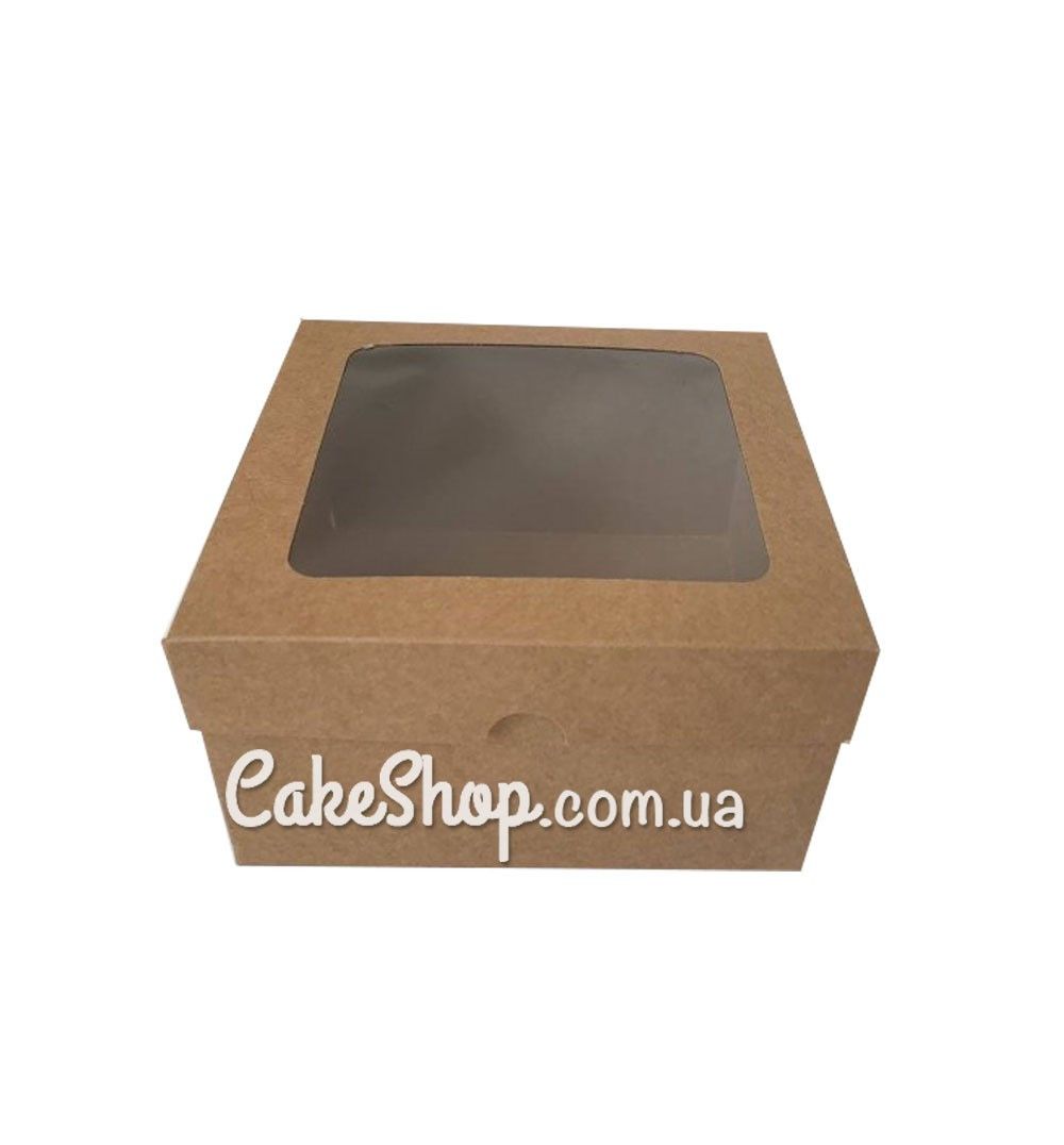⋗ Коробка для подарунків,бенто-торта крафт з вікном, 16х16х9см купити в Україні ➛ CakeShop.com.ua, фото