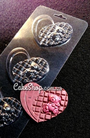 ⋗ Пластиковая форма для шоколада Мишка в сердце купить в Украине ➛ CakeShop.com.ua, фото